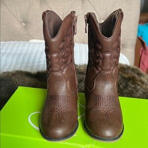 Cat & Jack Brown Girls Western Zip-Up Boots